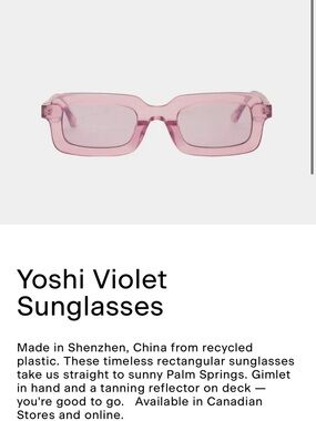 Yoshi Violet Rectangular Sunglasses - Pink